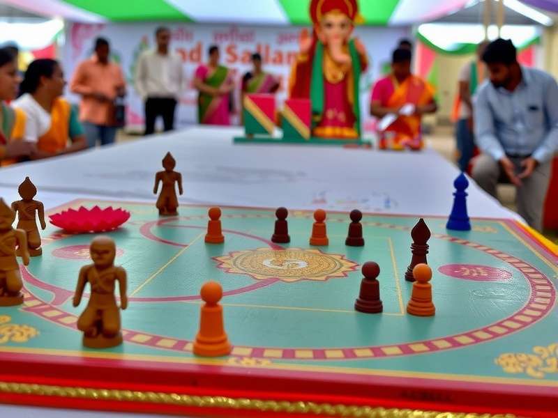 Traditional Kadalekalu Ganesha Quest Board Traditional Kadalekalu Ganesha Quest board setup with playing pieces